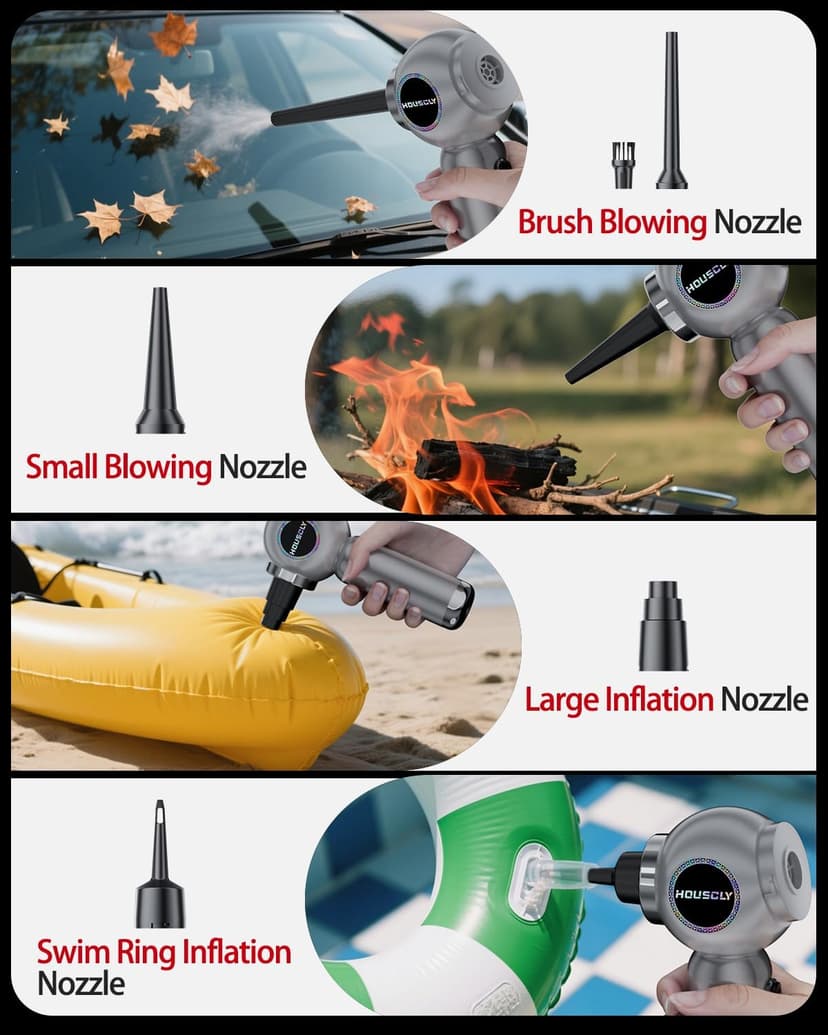 Handheld Car Vacuum Portable Cordless 25000Pa High Power Small Mini Hand Vacuum Cleaner Rechargeable 4-in-1 Compressed Air Duster Blower Pump Wireless Handheld Vac for Car Office Desktop Home Cleaning