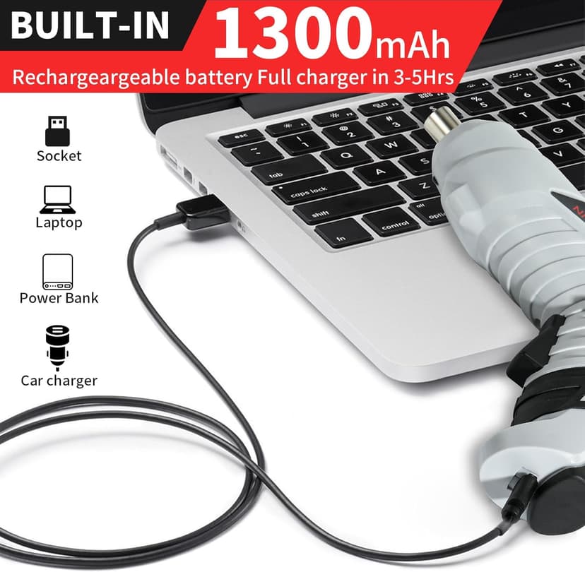 Electric Cordless Screwdriver Set, power-screw-guns，Rechargeable Cordless Power Tool with Carrying Case and Bits (white)