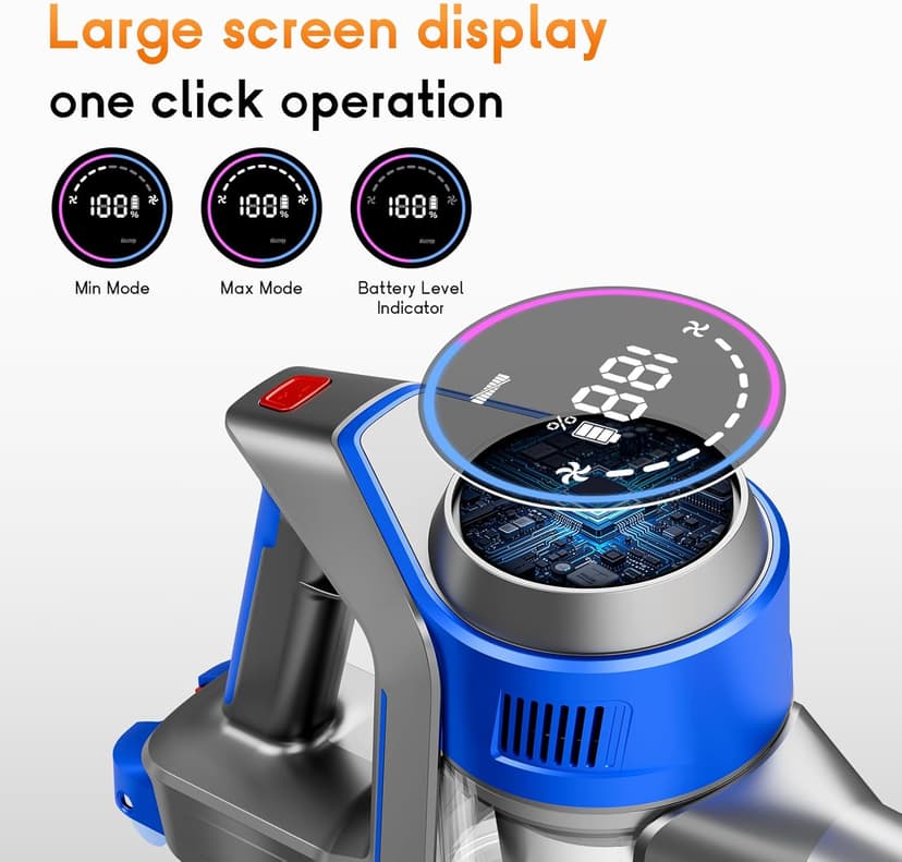 Cordless Vacuum Cleaner for Home - Powerful, 45Kpa Stick Vacuums Lightweight with Detachable Battery Display, Max 45Mins Runtime, 8 in 1 Handheld Vacuum for Hardfloor & Carpets Pet Hair