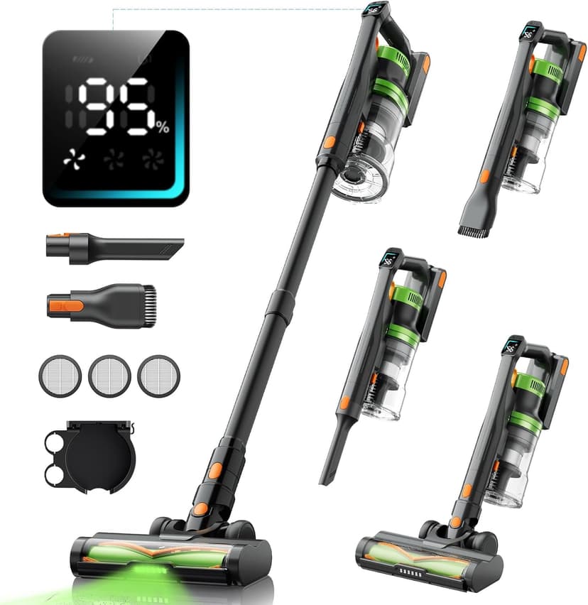 Cordless Vacuum Cleaner, 550W 45KPA 60 Mins Vacuum Cleaners for Home, Anti-Tangle Stick Vacuums with Rechargeable Battery, Dual-Handheld Lightweight Vacuum with Aromatherapy for Pet Hair Carpet Floors