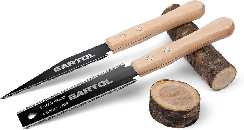 GARTOL Hand Saw for Wood Cutting, 2-Piece Japanese Pull Saw with 6-Inch Flush Cut & Double-Edged SK5 Flexible Blade & Wooden Handle, Precision Woodworking Tools for DIY, Crafting, Carpentry, Trim Work