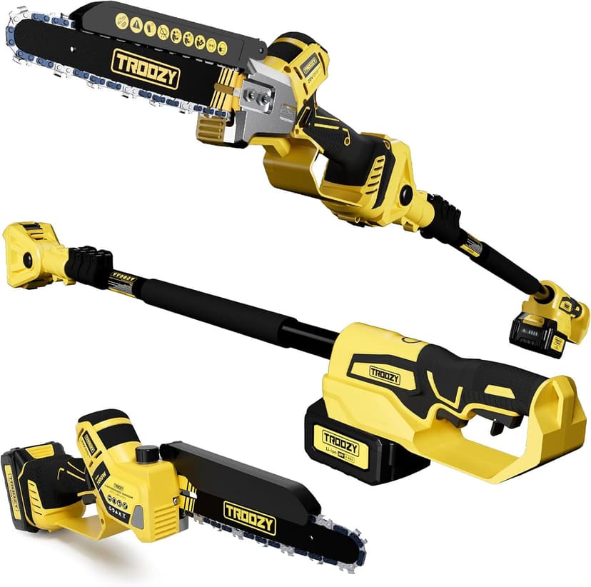 8-INCH Cordless Pole Saw, 2-IN-1 Chainsaw with 4.0Ah Battery Powered, Electric Tree Trimmer Branch Cutter with Extendable Pole, Pruning & Wood Cutting