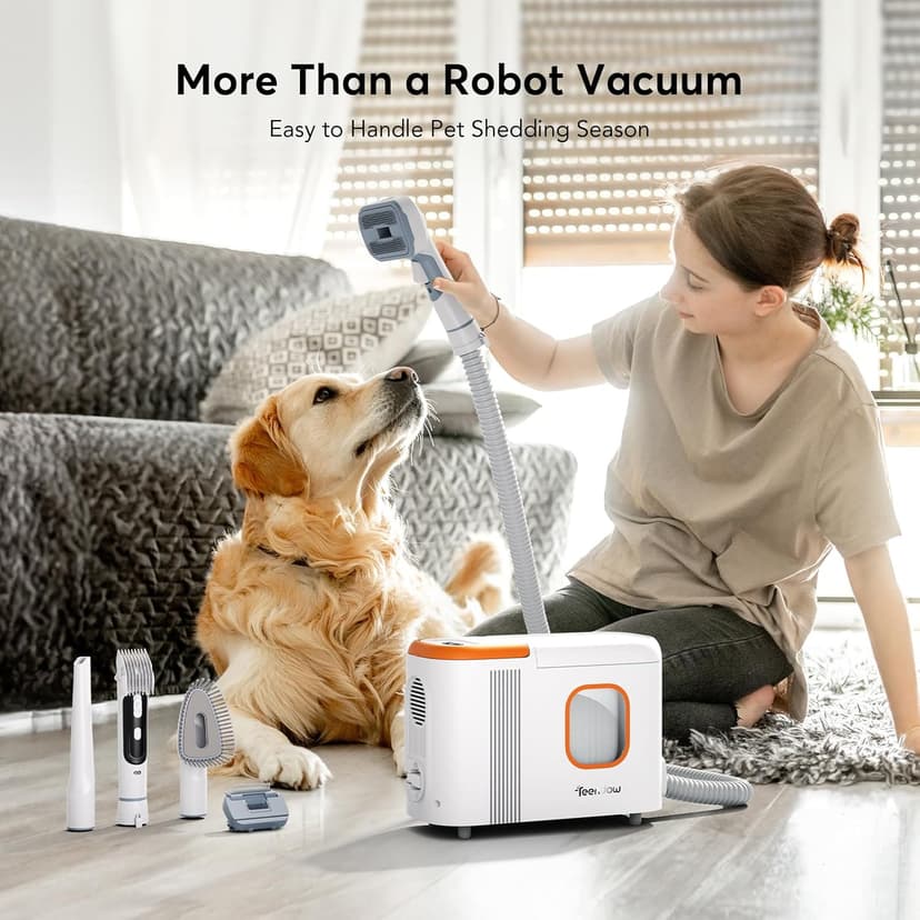 D20S Max+ Robot Vacuum and Mop, Specifically Handling Pet Hair Design, 6000Pa Max Suction, with Self-Empty Dock, 10 Weeks Hands-Free Cleaning, PreciSense LiDAR Navigation, App & Voice Control