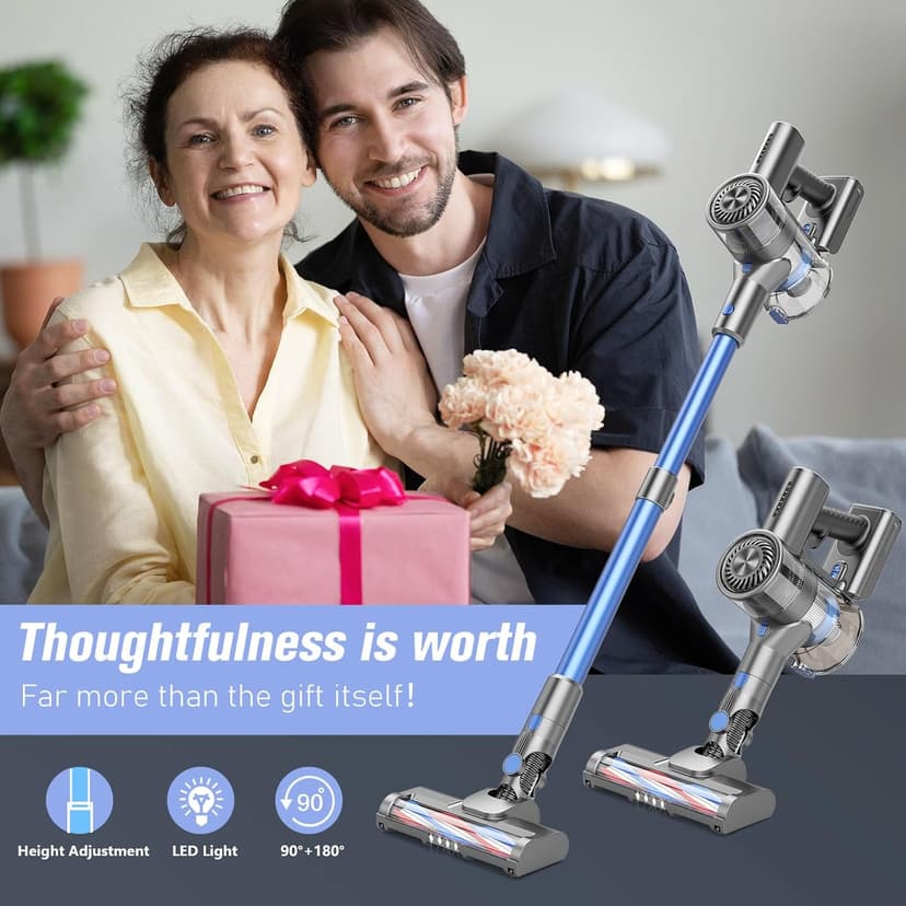 Cordless Vacuum Cleaners for Home with Powerful Suction,Stick Vacuum Cordless Rechargeable,Up to 35 Mins Runtime,Lightweight Hardwood Floor Vacuum for Pet Hair,Carpet(Deep Blue)
