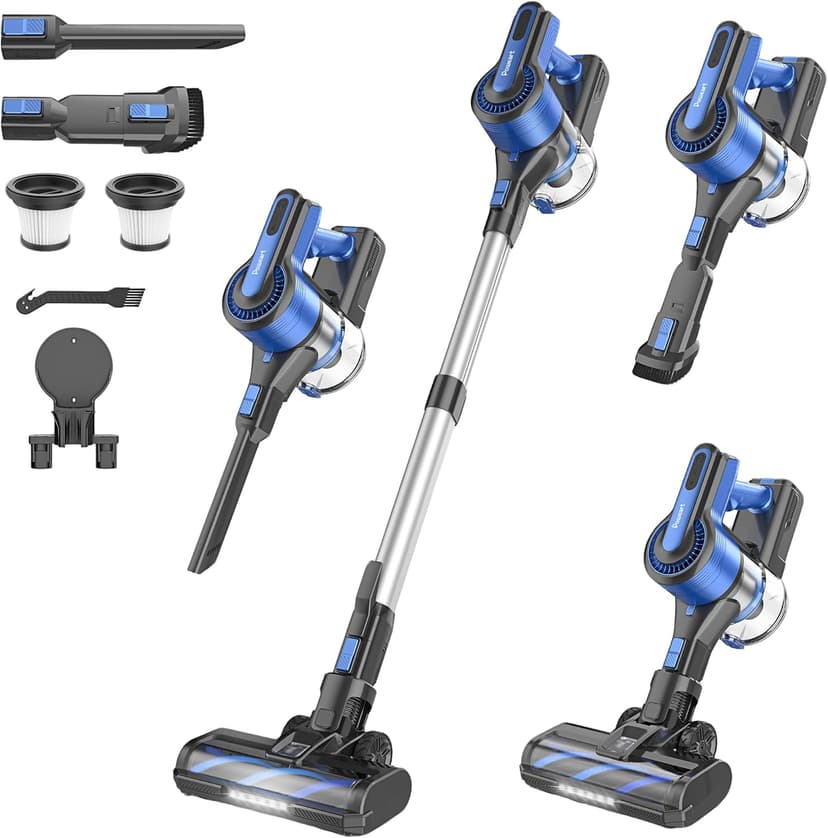 Cordless Vacuum Cleaner for Home, 45Kpa Lightweight Stick Vacuum with Powerful Suction, Rechargeable Battery Up to 50mins, Handheld Vacuum Cleaners for Carpets, Pet Hair，Hardwood Floors - Blue