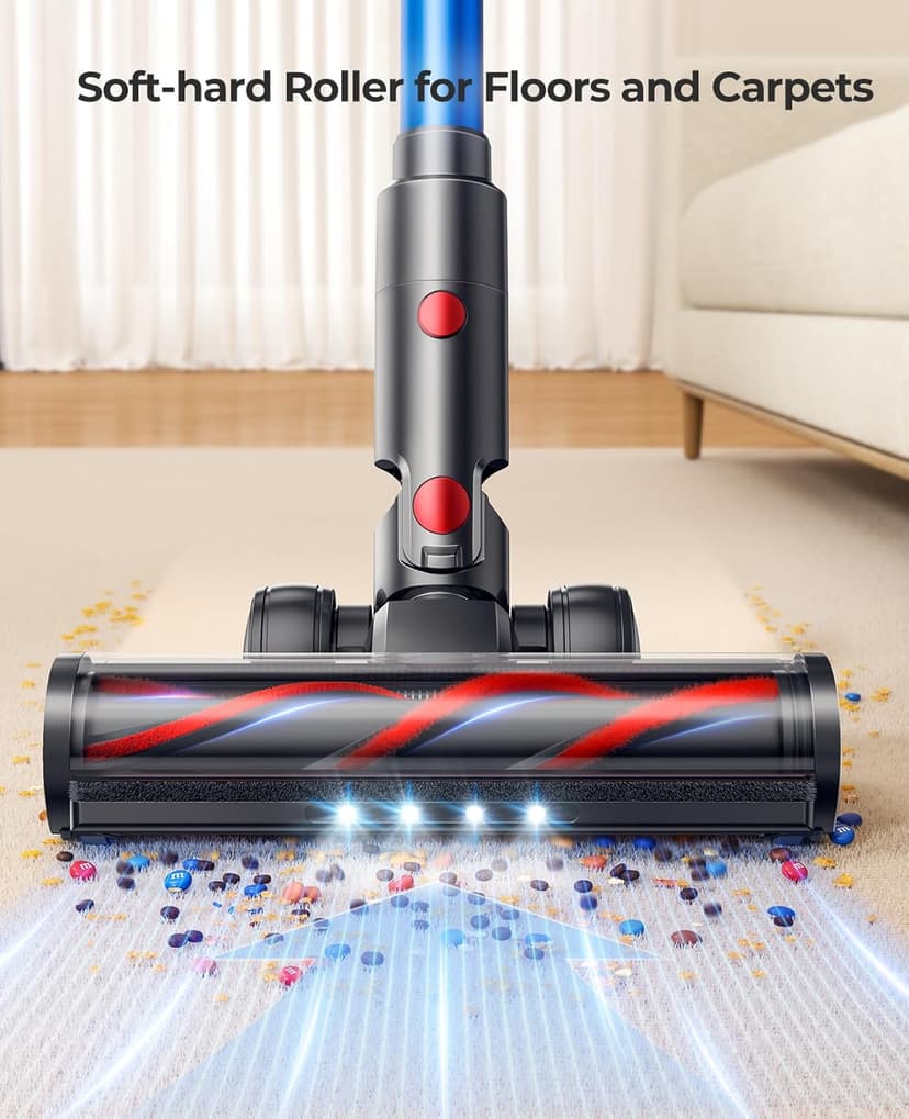 Cordless Vacuum Cleaner, 45Kpa 550W 60Mins Vacuum Cleaners for Home, Self-Standing Stick Vacuum Cleaner with Wall Mount Charging, Scented Card, for Furniture, Carpet, Pet Hair, Hard Floor