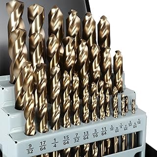 Cobalt Drill Bit Set, Yougfin 29PCS M35 Metal Drill Bit Set for Steel 1/16"-1/2" Drill Bits for Hardened Steel, Stainless Steel, Alloy Steel, high Speed Steel with Index Case