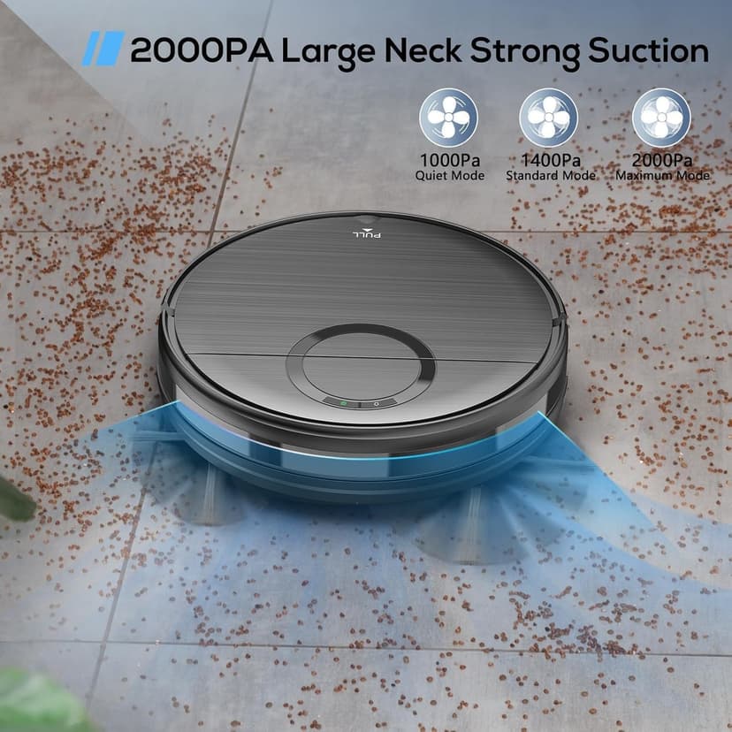 Robot Vacuum and Mop Combo, 2 in 1 Mopping Robot Vacuum Cleaner with Schedule, Wi-Fi/App/Remote, 2000Pa Max Suction, Self-Charging Robotic Vacuum, Slim, Ideal for Hard Floor, Pet Hair, Low-Pile Carpet