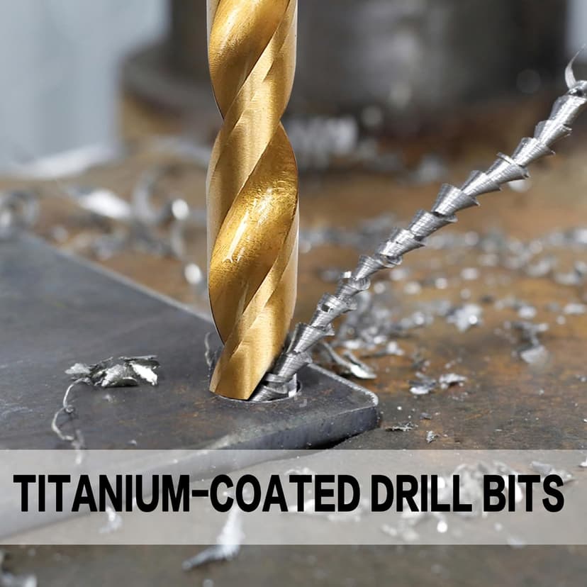 BeHappy 230 Pcs Drill Bit Set, 135° Tip Titanium Coated High Speed Steel, Twist Drill Bit Kit for Iron, Aluminum Alloy, Copper, Wood, Plastic, with Hard Storage(/16“-1/2”