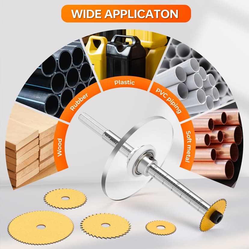 Inside Pipe Cutter for PVC Pipe, Cutter Tool Set with Scale Adjustable Depth Gauge, 5PCS Saw Blades and Hex Shank, Internal Plastic ABS Pipe Cutter Set