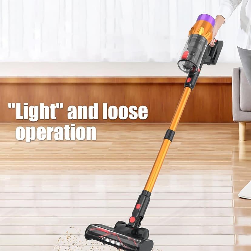 Cordless Vacuum Cleaner, 550W 55KPA 60 Mins Runtime Self-Standing Vacuum Cleaners, Stick Vacuum with Charging Dock Station Removable Battery, Handheld Vacuum for Pet Hair/Carpet/Floor