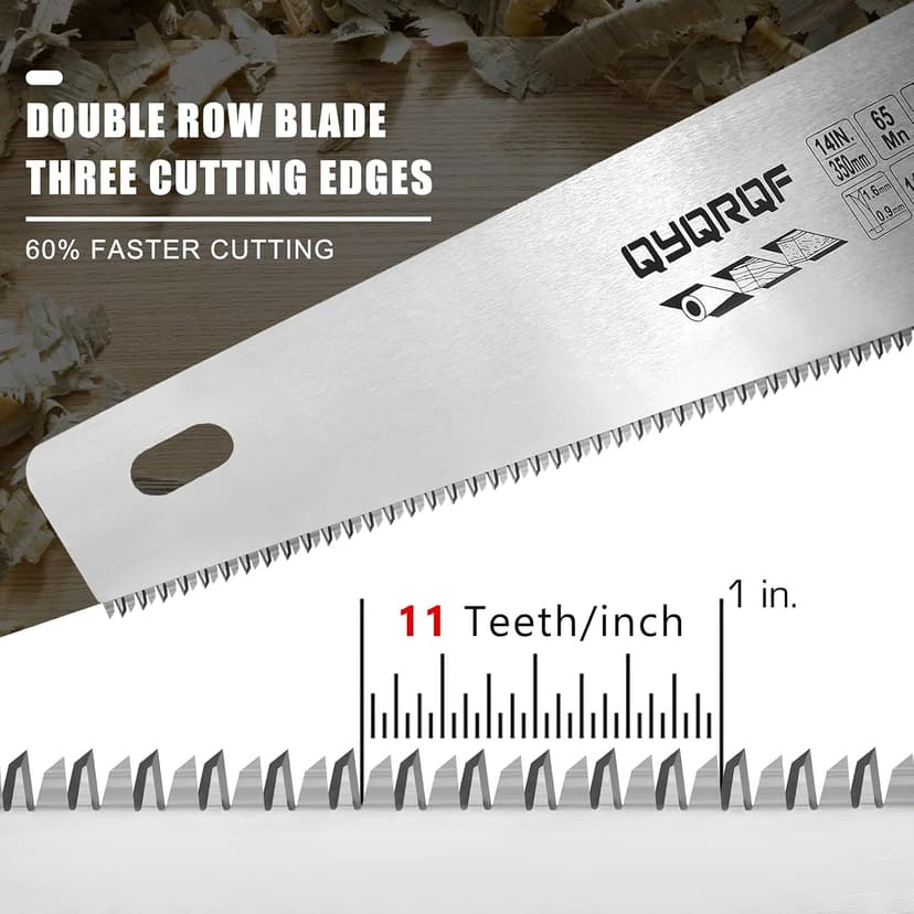 14 in. Pro Hand Saw, 11 TPI Fine-Cut Soft-Grip Hardpoint Handsaw Perfect for Sawing, Trimming, Gardening, Cutting Wood, Drywall, Plastic Pipes, Sharp Blade, Ergonomic Non-Slip Handle (green)