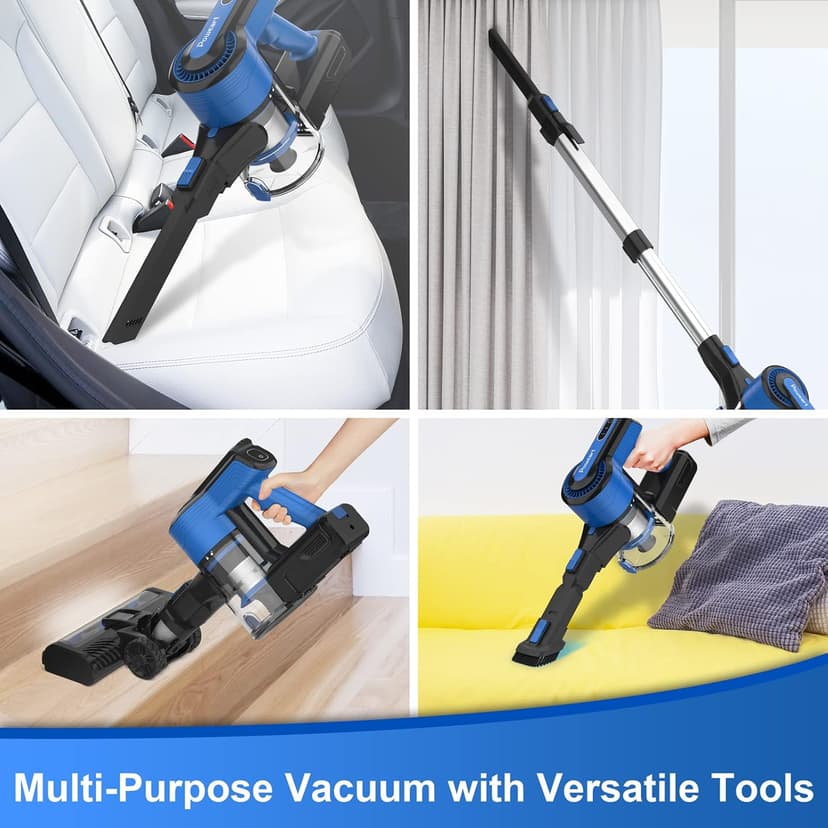 Cordless Vacuum Cleaner for Home, 45Kpa Lightweight Stick Vacuum with Powerful Suction, Rechargeable Battery Up to 50mins, Handheld Vacuum Cleaners for Carpets, Pet Hair，Hardwood Floors - Blue