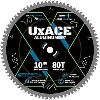 10-Inch 80-Tooth Circular Saw Blade, 5/8-Inch Arbor, Aluminum, Non-Ferrous Metal Cutting Blade, Carbide Tip, Thin Kerf, for Medium Aluminum, Plastic, Composite