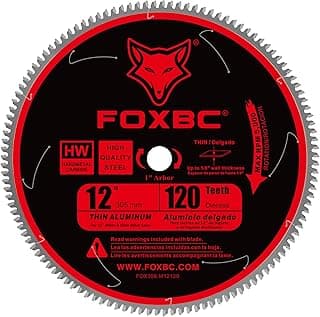 FOXBC 12 Inch Saw Blade for Aluminum Non-Ferrous Metal Cutting, 120T TCG Tooth with 1-Inch Arbor