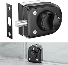 Ranbo Frameless Glass Door Floor Lock, Clamp-On No-Drill, 304 Stainless Steel, Fits 3/8"–1/2" (10–12 mm) Swing/Sliding Doors — Ideal for Office, Entrance, Storefront,Top or Bottom Mount, Matte Black