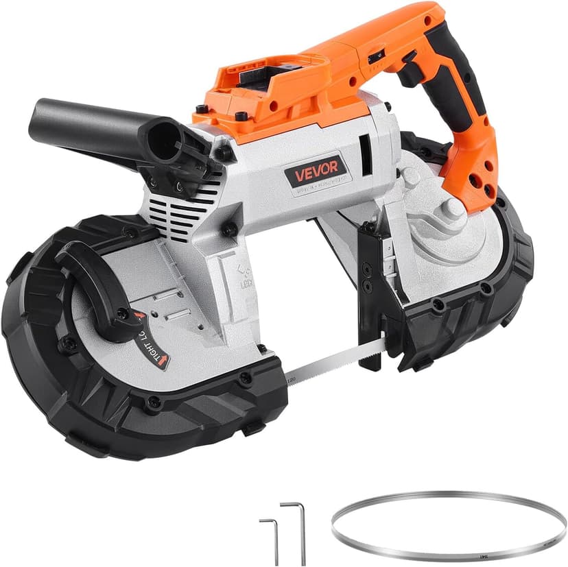 VEVOR 20V Portable Band Saw, 5 in Deep Cut, 360W Cordless Compact Bandsaw with Brushless Motor, Adjustable Speed, for Cutting Metal, Wood, Compatible with Makita Batteries (Bare Tool Only)