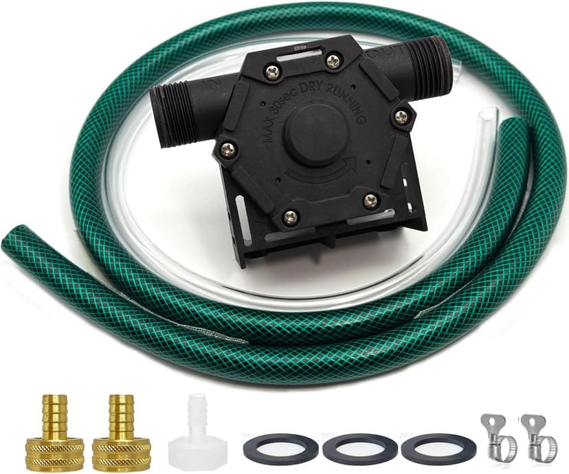 Drill Water Transfer Pump 750GPH, Mini Hand Drill Pump Self Priming for Aquariums Rain barrels Fish tanks, Easy to Use for Water, Oil Fluid Transferring Include Hoses and Adapter