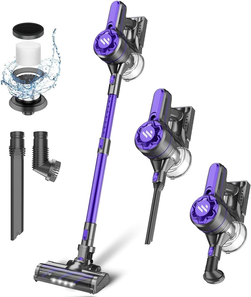 Vacuum Cleaners for Home, Cordless Vacuum Cleaner Powerful Suction with 80000 RPM, Up to 40mins Runtime, Rechargeable, Wall-Mounted, Tangle-Resistant Stick Vacuum for Carpet, Hard Floors