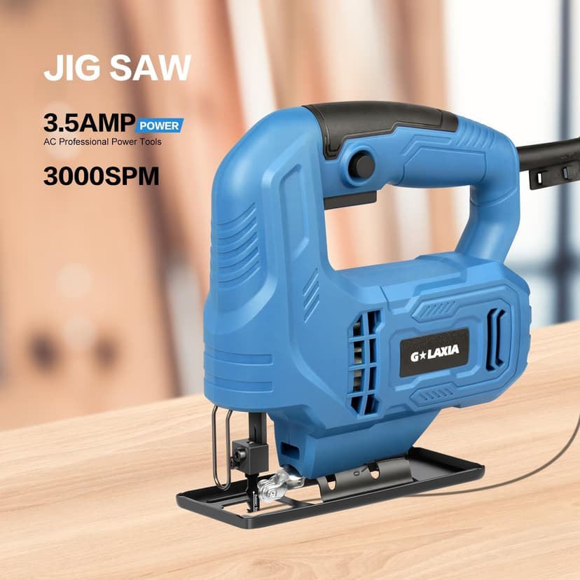4-1/2" 3400RPM Cordless Circular Saw with Laser Guide and 3.5 Amp Corded Jig Saw with 3pcs Cutting Blades
