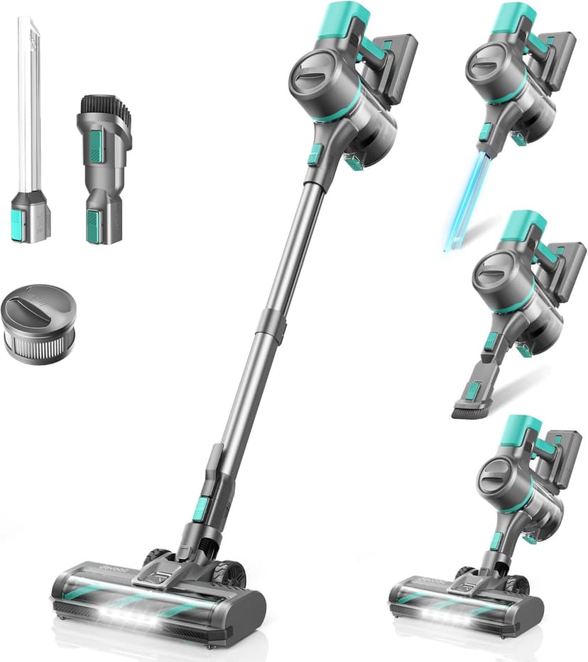 DEVOAC S10K Cordless Vacuum Cleaner for Home, 6-in-1 Lightweight Stick Vacuum with Powerful Suction, Rechargeable Battery Up to 45mins, Handheld Vacuum Cleaners for Hardwood Floor, Carpet, Pet Hair