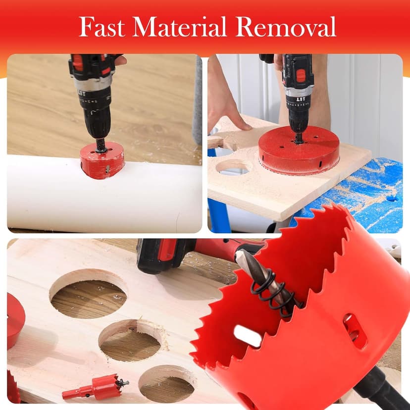 Bi-Metal Hole Saw Kit - 9 Pcs General Purpose Hole Saw Drill Bits, Sizes 3/4" to 3", HSS Hole Cutter with Arbor & Pilot Bit - Ideal for Wood, Plywood, Cornhole, Ceiling, and Drywall