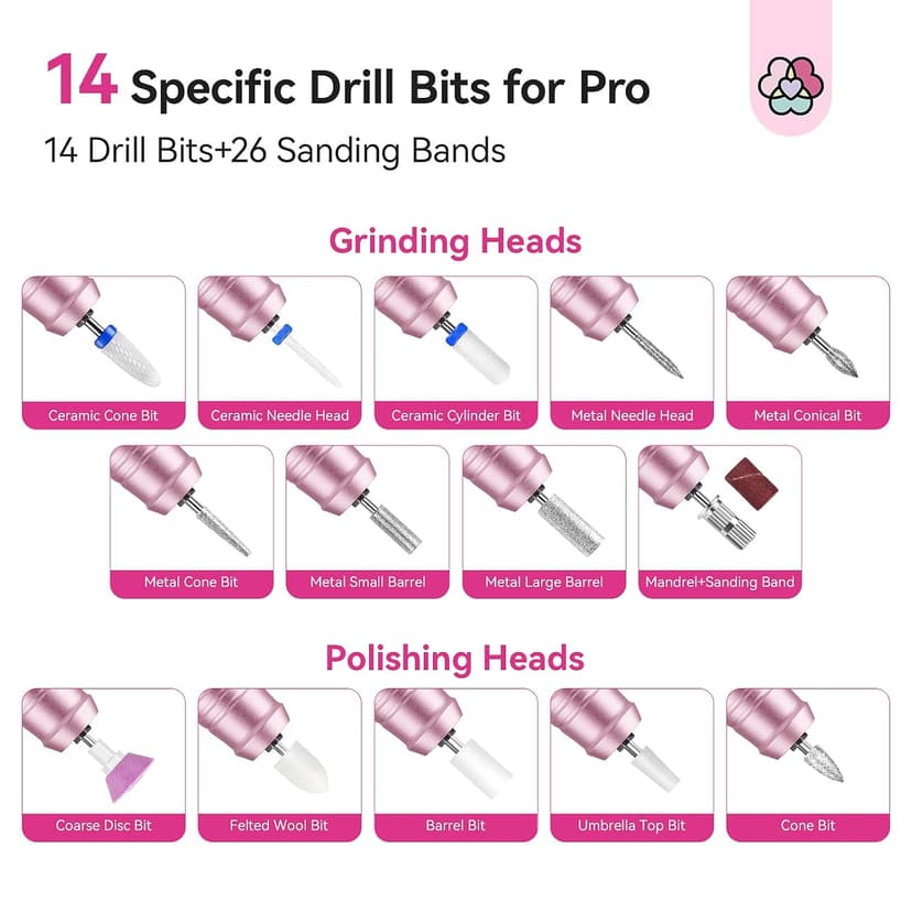 SAVILAND Professional Nail Drill 40000 RPM: Portable Diamond Nail Drill Kit Rechargeable 4000 mAh Electric Nail File for Thick Acrylic Nails with Ceramic Nail D rill Bits Sanding Bands Nail Tech Salon