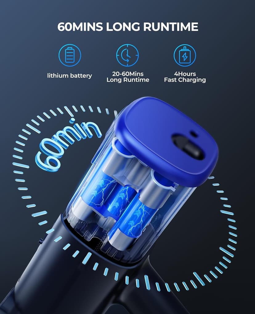 Cordless Vacuum Cleaner, 45Kpa 550W 60Mins Vacuum Cleaners for Home, Self-Standing Stick Vacuum Cleaner with Wall Mount Charging, Scented Card, for Furniture, Carpet, Pet Hair, Hard Floor