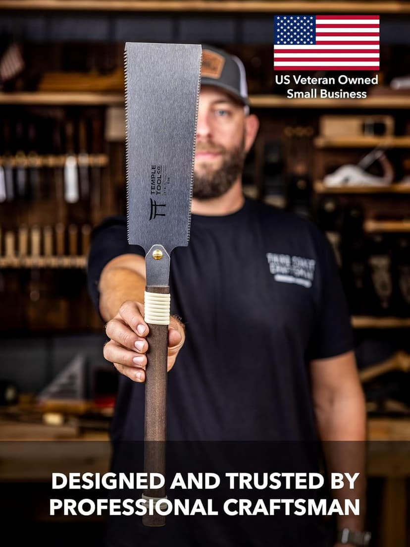 Japanese Pull Saw - 9.5 Ryoba Hand Saw with Rip-cut and Crosscut - Wood Saw for Dovetails, Tenons, Joinery, Cutting Boards to Length & Width- Temple Tool Co.