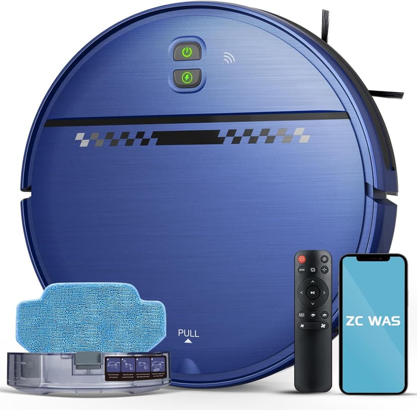 Robot Vacuum and Mop Combo, 2-in-1 Robot Vacuum Cleaner, Perfect for Pet Hair, Hard Floor and Carpet, Anti-Bump, Anti-Fall, App, Voice and Remote Control
