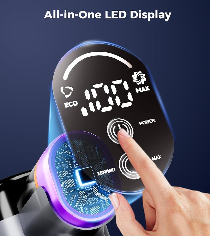 Cordless Vacuum Cleaner, 500W 40Kpa 60Mins Vacuum Cleaners for Home, Anti-Tangle Stick Vacuum with Self-Standing, Wall Mount Charging,LDE Display, Wireless Vacuum for Carpet Pet Hair Hardfloor