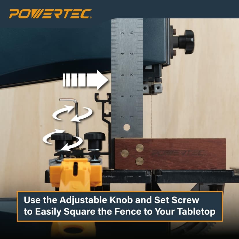 POWERTEC 16" x 3-1/2" Band Saw Fence - Resaw Fence Attachment for Bandsaw Tables & Drill Press, Compatible with POWERTEC Straight Edge Clamps (72260)