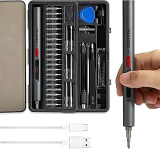 Mini electric screwdriver，Precision Screwdriver Set, With electric drill function, 3 Gears Torque, 3LED light,Magnetic Storage，Overload Protection.