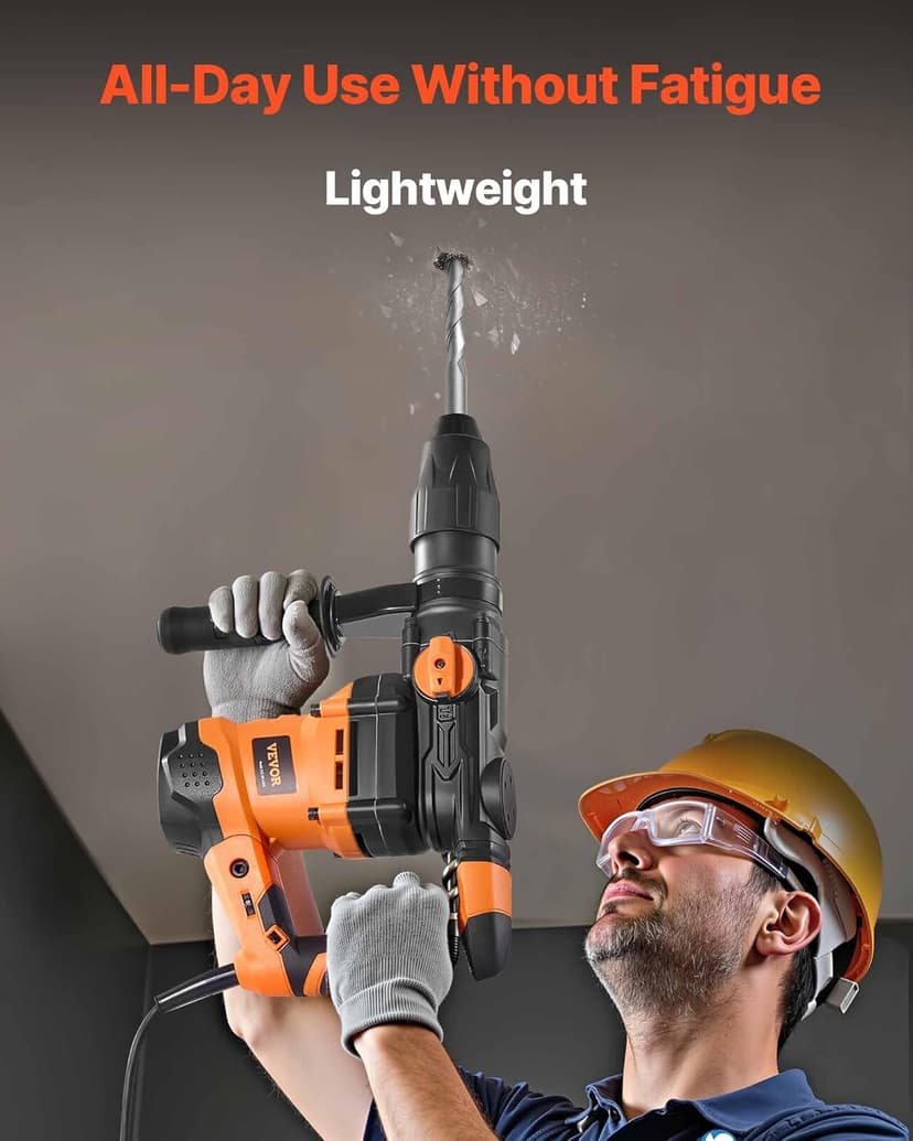 VEVOR 1-9/16 Inch SDS-Max Rotary Hammer Drill, 13Amp Corded Drills, Heavy Duty Chipping Hammers w/Vibration Control & Safety Clutch, Electric Demolition Hammers Variable Speed, Power Tool For Concrete