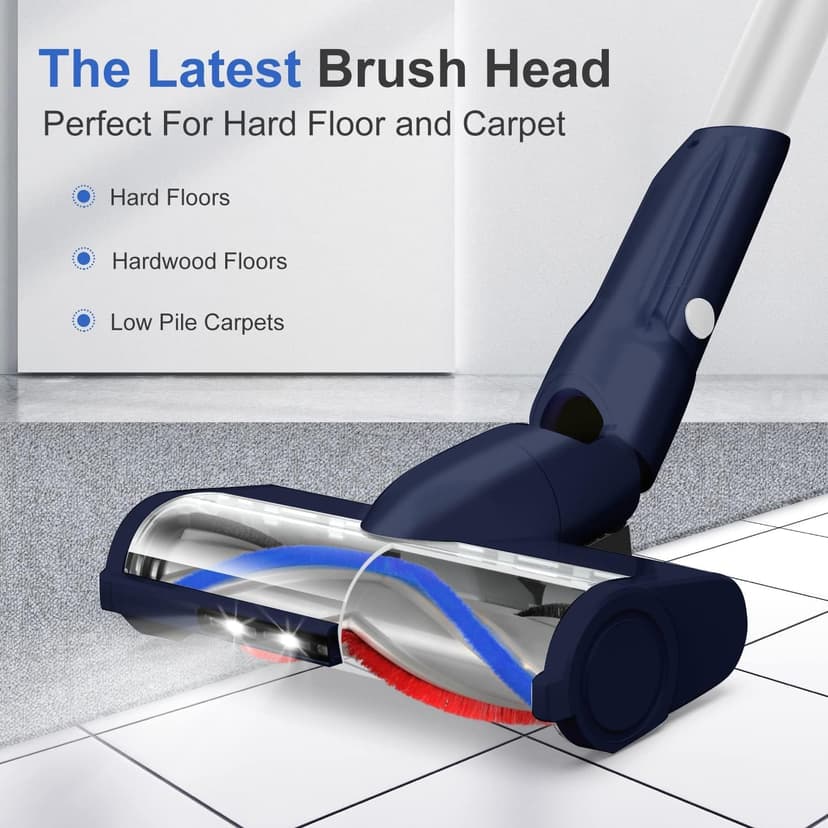whall Cordless Vacuum Cleaner, Upgraded Strong Suction Brushless Motor Cordless Stick Vacuum Cleaner,Lightweight Handheld Vacuum for Home Pet Hair Carpet Hard Floor,up to 55mins Runtime,Blue