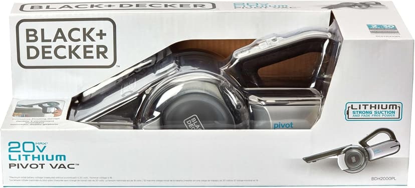 BLACK+DECKER dustbuster PIVOT VAC Cordless Handheld Vacuum, Home and Car Vacuum with Crevice Tool and Pivot Nozzle (BDH2000PL)