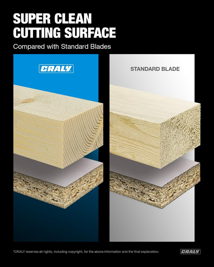 CRALY 10 Inch 50 Teeth Combination Saw Blade, 5/8 Inch Arbor Carbide Tipped Circular Saw Blade, Thin Kerf, Black Ice Coating, for Cutting Wood & Wood Composites with Table Saw, Miter Saw(C1050CT)