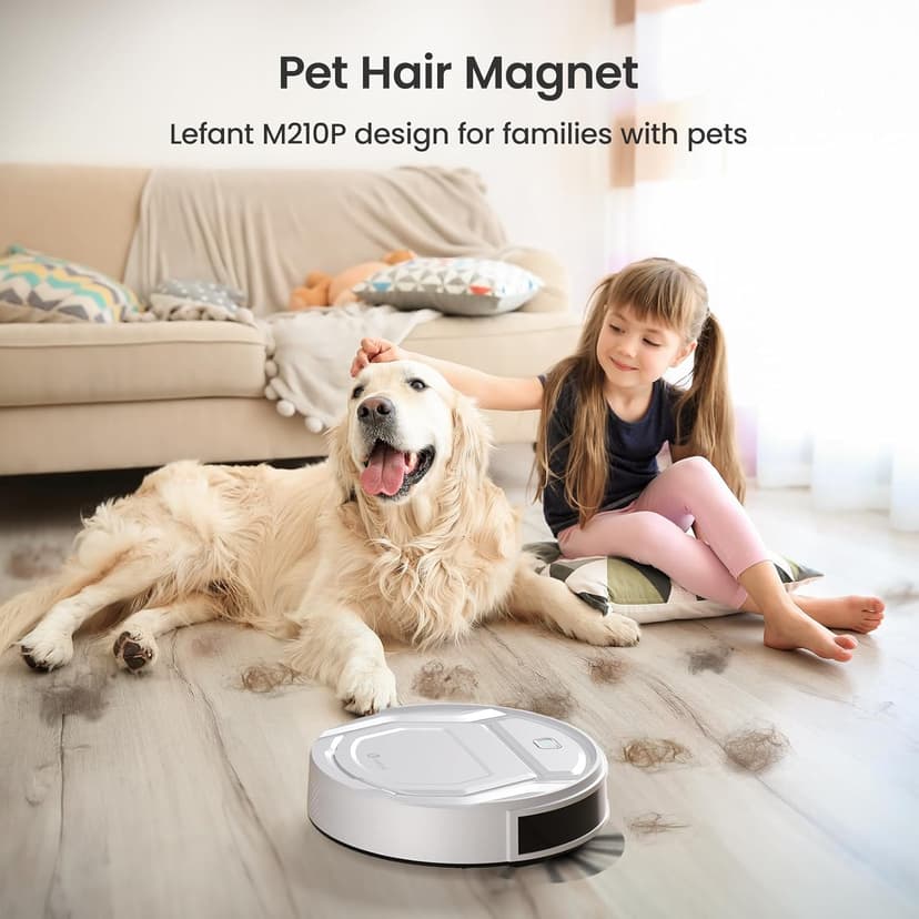 Lefant M210 Pro Robot Vacuum Cleaner, 2200Pa Powerful Suction, 120 Mins Runtime, Automatic Self-Charging, Wi-Fi/App/Alexa Control, Perfect for Pet Hair, Hard Floors, and Low-Pile Carpets
