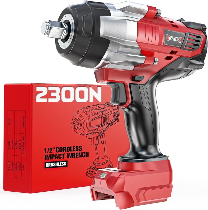Cordless Impact Wrench 1/2 inch Compatible with Milwaukee 18v Battery, 1700 Ft-lbs High Torque Impact Driver, Electric Impact Gun with 4 Modes & LED Light for Car, Truck, Mower(Bare Tool)