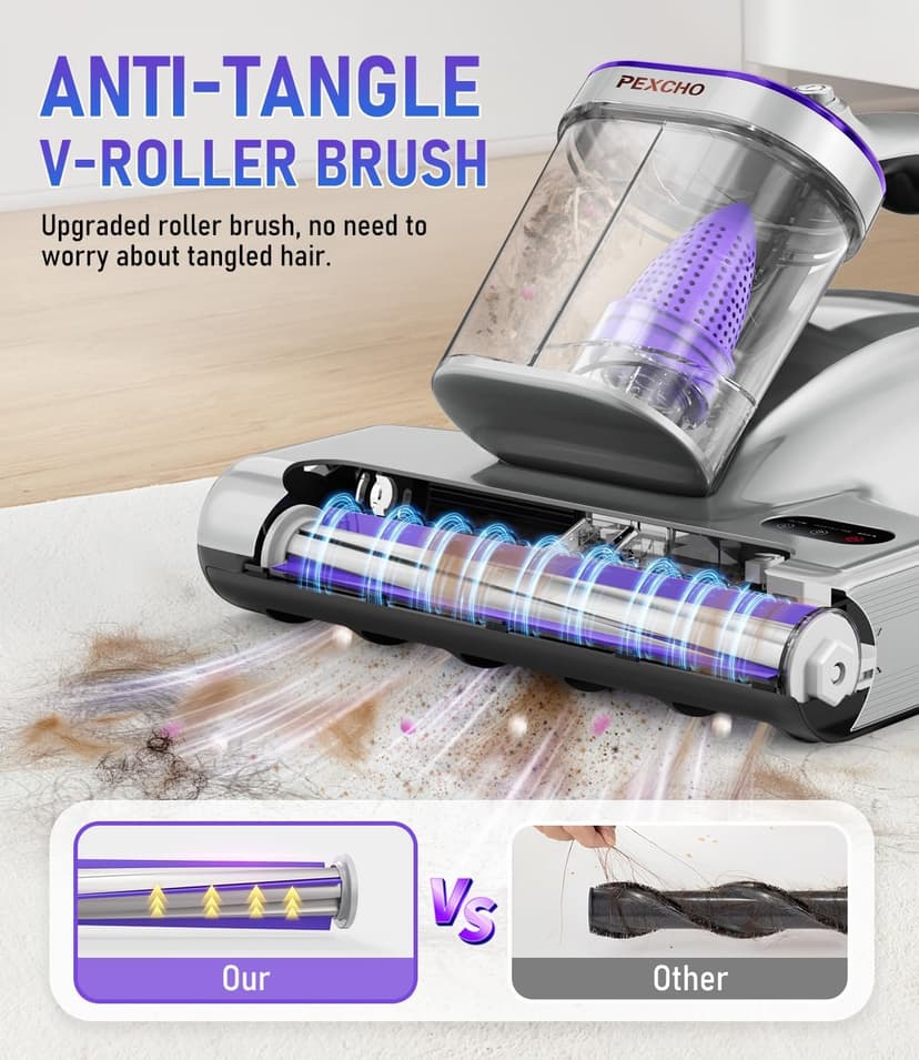 PM600 Mattress Vacuum Cleaner with UV-C Light,15kPa Suction 500W Powerful Handheld Vacuums with HEPA Filter,Clean Up Dust for Bed,Pet Hairs,Baby Crib,Couch,Sofa,Carpets