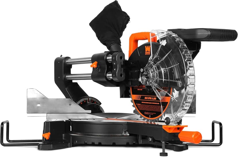WEN MM1015 15-Amp 10-Inch Dual Bevel Sliding Compound Miter Saw with LED Cutline Multi-color