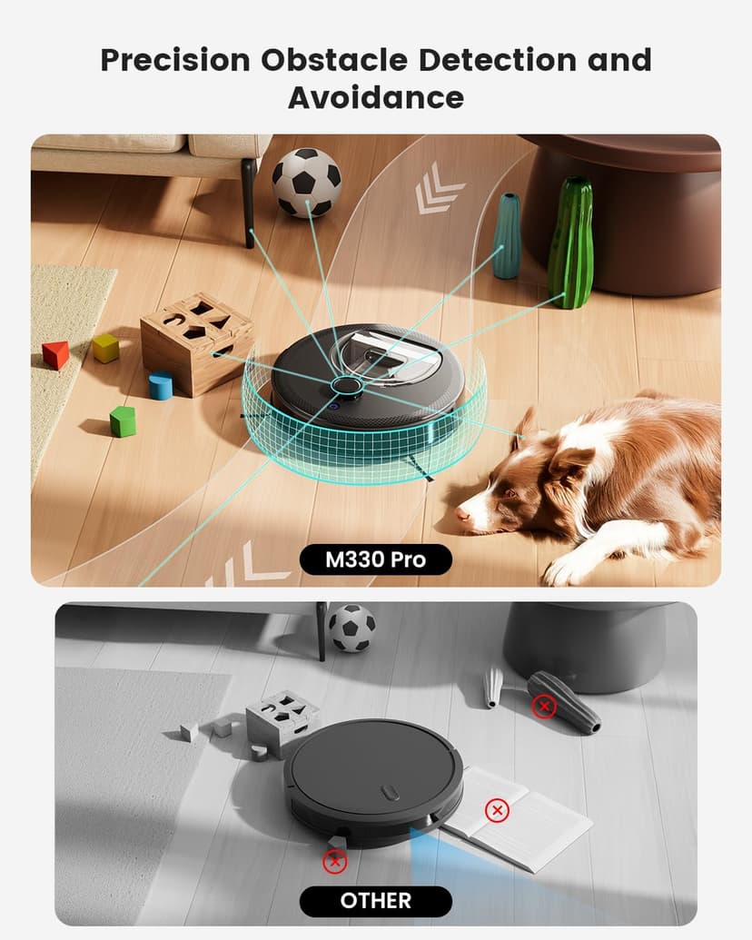Lefant LiDAR Robot Vacuum and Mop, 450ml Visible Dustbin, Upgraded 190° PSD Obstacle Avoidance, Customized Cleaning, Multi-Floor Mapping, 150 Mins Runtime, 2.4&5G WiFi, Pet Hair & Carpets, M330 Pro