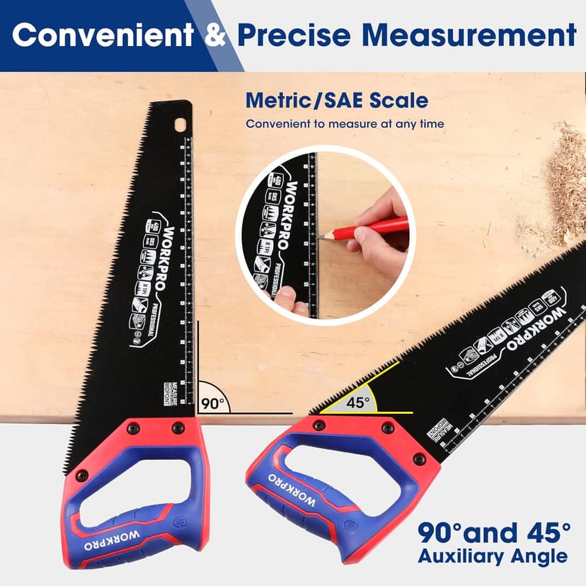 WORKPRO 16-Inch Universal Handsaw with Non-Slip Comfortable Handle, Anti-Rust Wood Saw With Chip Removal Design, Heavy-Duty for Cutting Wood, Laminate, PVC