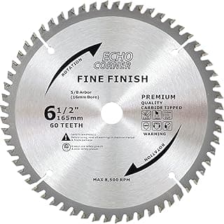 6-1/2 Inch Fine Finish Wood Cutting Circular Saw Blade, Fine Cut Crosscut Framing Plywood MDF Plastic Veneer Lumber Laminate, 5/8 Inch Arbor (60-Tooth)