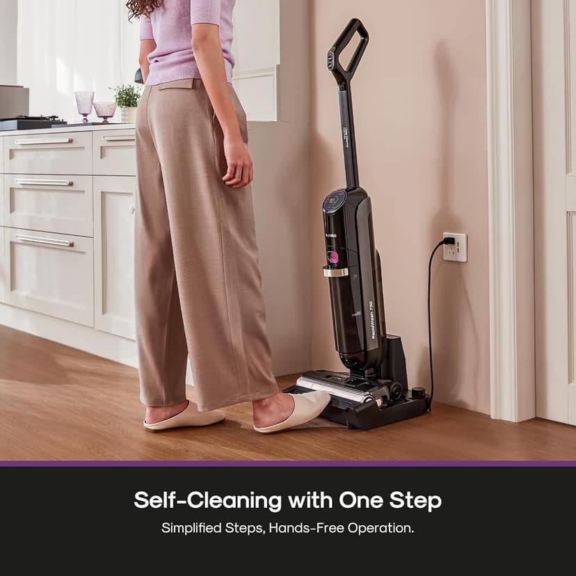 Eureka Cordless Wet Dry Vacuum Cleaner and Mop,170° Reclinable,185°F Hot Air Self-Cleaning Vacuum,Long Run Time,Great for Hard Floors Pet Hair Sticky Messes，RapidWash 730, Purple