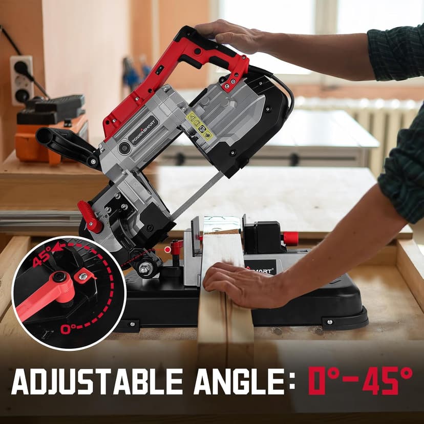 PowerSmart Portable Band Saw with Removable Alloy Steel Base, 10Amp 1100W Motor 5-Inch Deep Cut Bandsaw for Metal