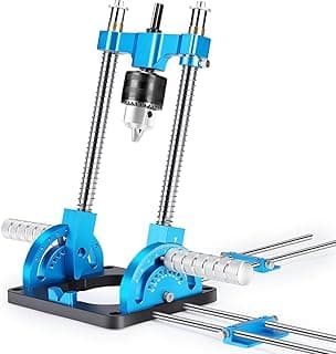 Portable Drill Guide, Multi Angle Drill Guide for Straight Holes, Self-Centering Pins, Drilling Jig w/Chuck & Key, Adjustable Angle from 0° to 60°, Chuck Clamping Range for 1/16-1/2" (1.5-13mm)