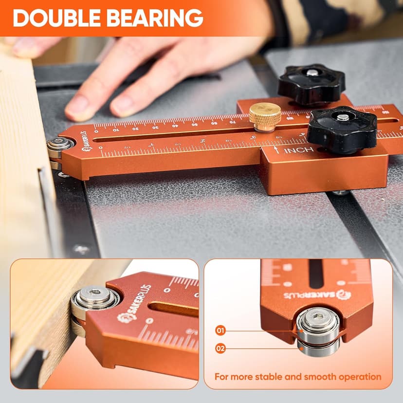 Thin Rip Jig Table Saw Jig Guide, Thin Rip Jig for Repetitive Narrow Thin Strip Cutting, Fits for 3/8" x 3/4" T Slot, Woodworking Tool Fast Thin Ripping Guide for Table Saw Band Saw Router