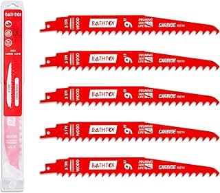 5 Pack 9 Inch 3 Tpi Carbide Reciprocating Saw Blades for Wood Cutting and Tree Trimming, Pruning Sawzall Blades with Carbide Tipped Teeth for Longer Life and Faster Cutting Speed