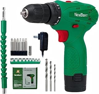 Cordless Drill Set, 12V Power Drill Driver with Battery and Charger, 3/8" Keyless Chuck, 2 Variable Speed, 18+1 Torque Setting, Cordless Drill Driver Kit for Home and DIY Project